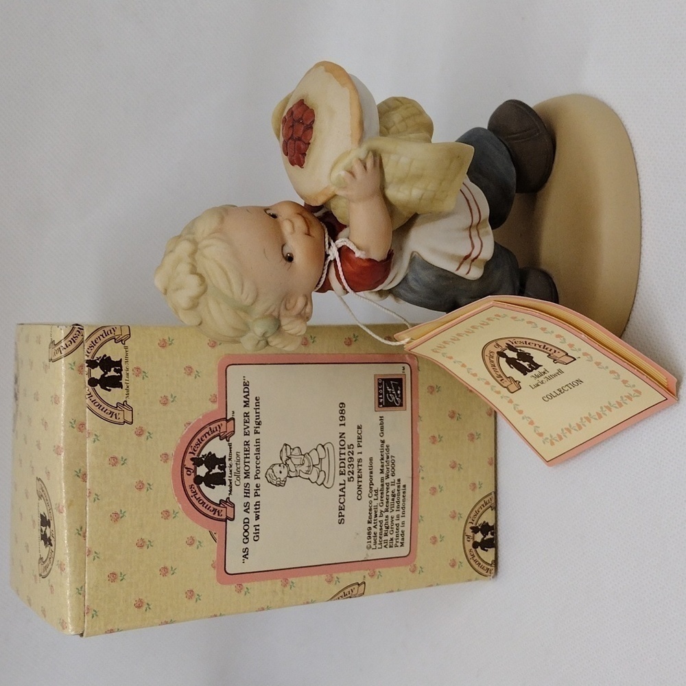 Vintage Enesco Special Edition 1989 Girl with Pie Porcelain Figurine